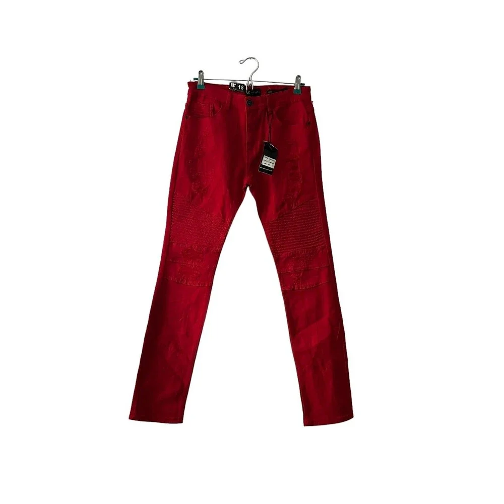 Waimea Men's Tango Red Skinny Fit Jeans Junior W28x29 Distressed Jeans - Picture 1 of 13